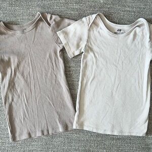 H&M Kids Beige and Cream Short Sleeve Tees